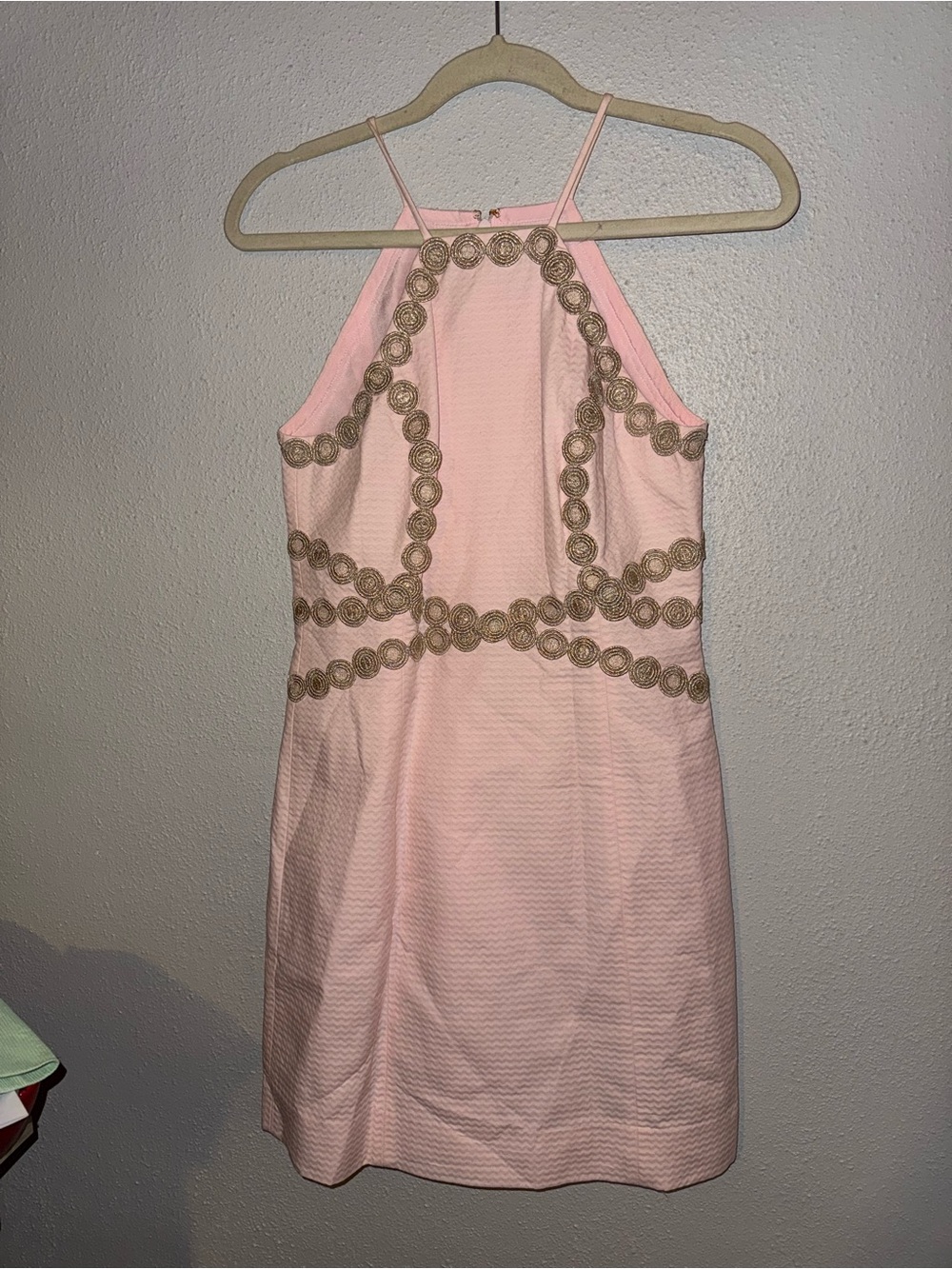 (0) Lilly Pulitzer Halter Dress with Gold Rosette Trim